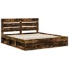vidaXL Bed Frame Smoked Oak 200 x 200 cm Solid Pine Wood