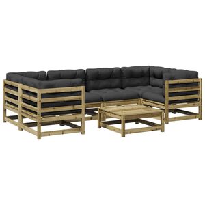 vidaXL 7 Piece Garden Sofa Set with Cushions Impregnated Wood Pine