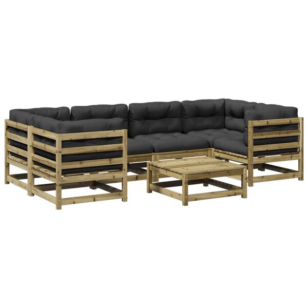 vidaXL 7 Piece Garden Sofa Set with Cushions Impregnated Wood Pine