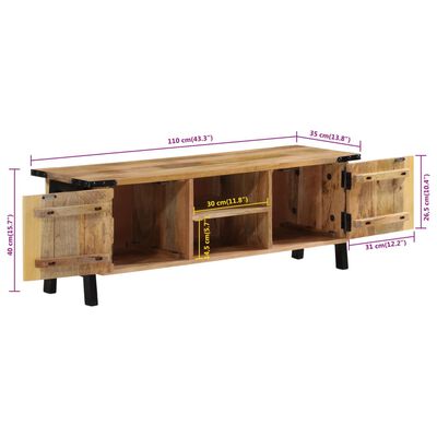 vidaXL TV Cabinet 110x35x40 cm Solid Wood Mango