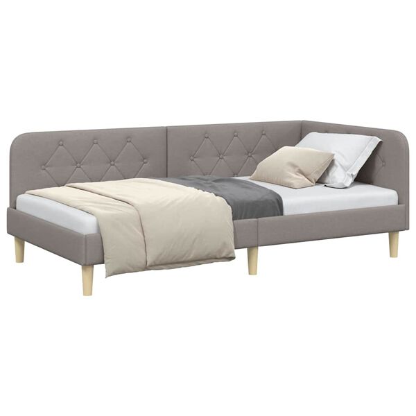 vidaXL Corner Bed Frame with Headboard Taupe 90 x 190 cm Fabric