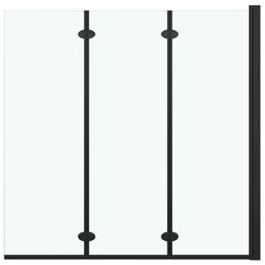 vidaXL Folding Shower Enclosure 3 Panels ESG 130x138 cm Black