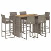 vidaXL 7 Piece Garden Bar Set without Cushions Grey Poly Rattan Acacia