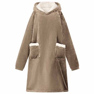 vidaXL Blanket Hoodie Camel M Fleece and Flannel
