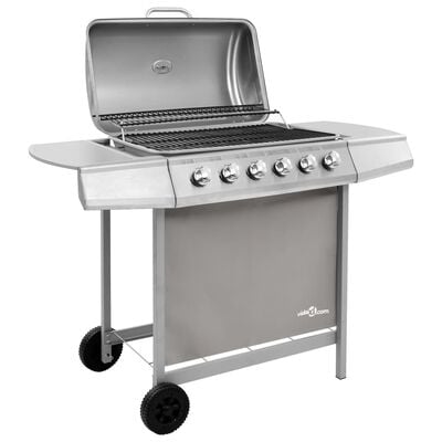 vidaXL Gas BBQ Grill with 6 Burners Silver (FR/BE/IT/UK/NL only)