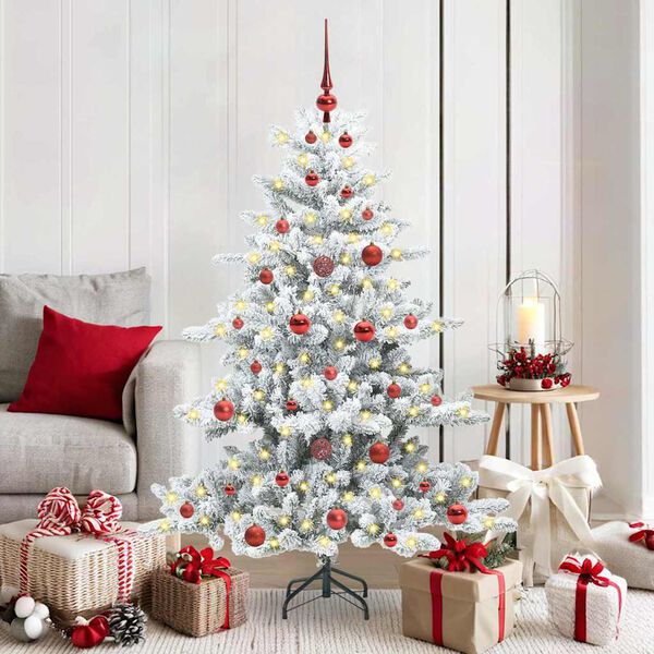 vidaXL Artificial Hinged Christmas Tree White 150 cm PVC and Steel