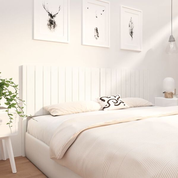 vidaXL Bed Headboard White 205.5x4x100 cm Solid Wood Pine