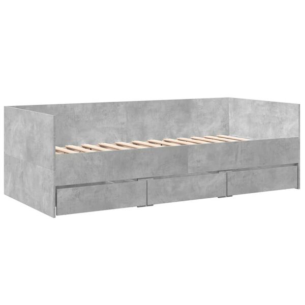 vidaXL Daybed with Drawers without Mattress Concrete Grey 90x200 cm
