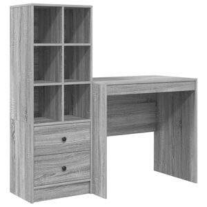 vidaXL Desk with Drawer with Shelf with Storage 2 pcs Grey Sonoma
