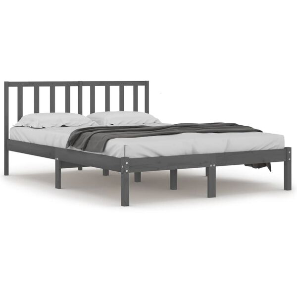 vidaXL Bed Frame without Mattress Grey Solid Wood Pine 200x200 cm