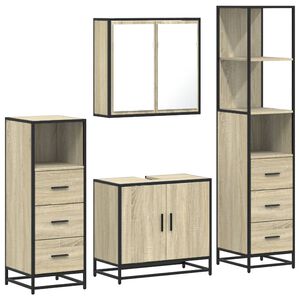 vidaXL 4&nbsp;Piece Bathroom Furniture Set&nbsp;Sonoma Oak Engineered Wood