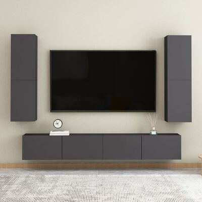 vidaXL TV Cabinet Grey 30.5x30x110 cm Engineered Wood