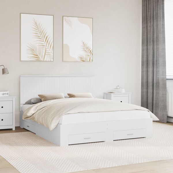 vidaXL Bed Frame with Headboard White 160 x 200 cm Engineered Wood