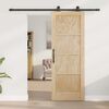 vidaXL Sliding Door Natural and Black 73.5 x 198.5 cm Solid Pine Wood