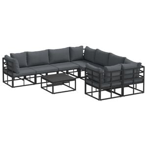 vidaXL Garden Sofa Set 9 pcs Black Steel