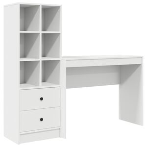 vidaXL Desk with Drawer with Shelf with Storage 2 pcs White