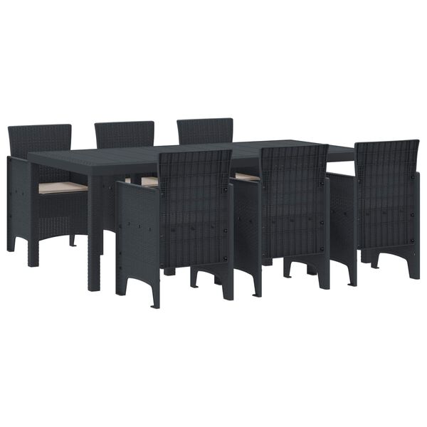 vidaXL Garden Dining Set 7 pcs Anthracite Polt rattan