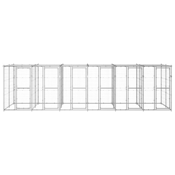 vidaXL Outdoor Dog Kennel Galvanised Steel with Roof 14.52 m&sup2;