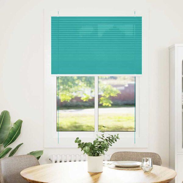 vidaXL Pleated Blind Petrol Green 85x150 cm Fabric Width 84.4 cm Polyester