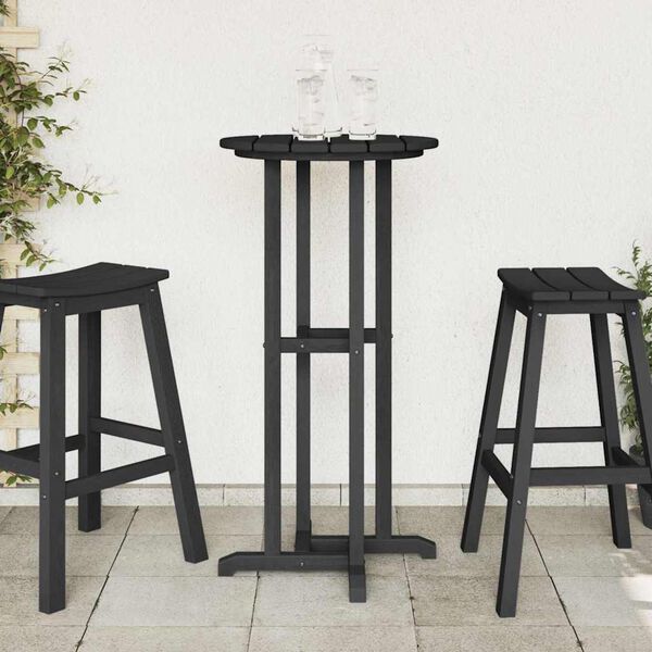 vidaXL Bar Table Black 55 x 55 x 107 cm HDPE