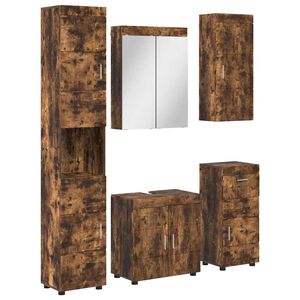 vidaXL Bathroom Furniture Set TULUM Smoked Oak Engineered Wood
