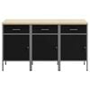 vidaXL Work Cabinet with Drawer 3 pcs Black and Grey 150 x 55 x 85 cm