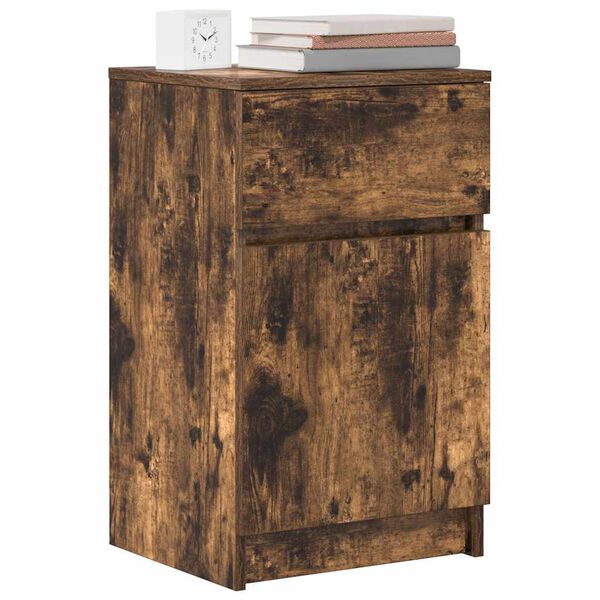 vidaXL Bedside Cabinet Smoked Oak 39x35x65 cm Engineered Wood