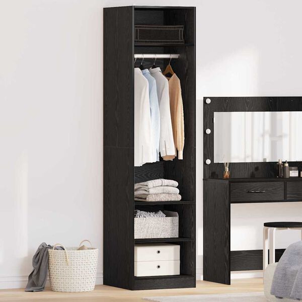 vidaXL Wardrobe with Shelf Black Oak 50 x 50 x 200 cm Engineered Wood