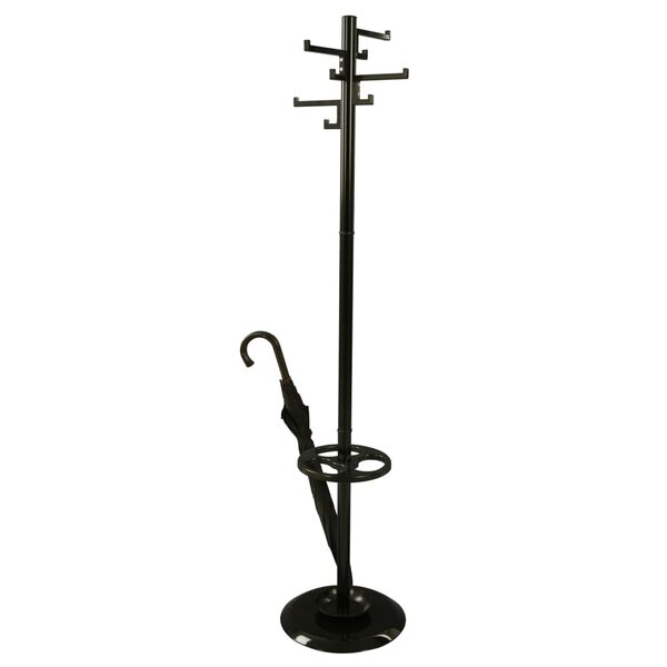 V-Part Standing Coat Rack With 8 Hooks Porcelain Black 178 cm