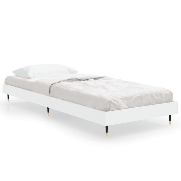 vidaXL Bed Frame without Mattress White 75x190 cm Small Single Engineered Wood