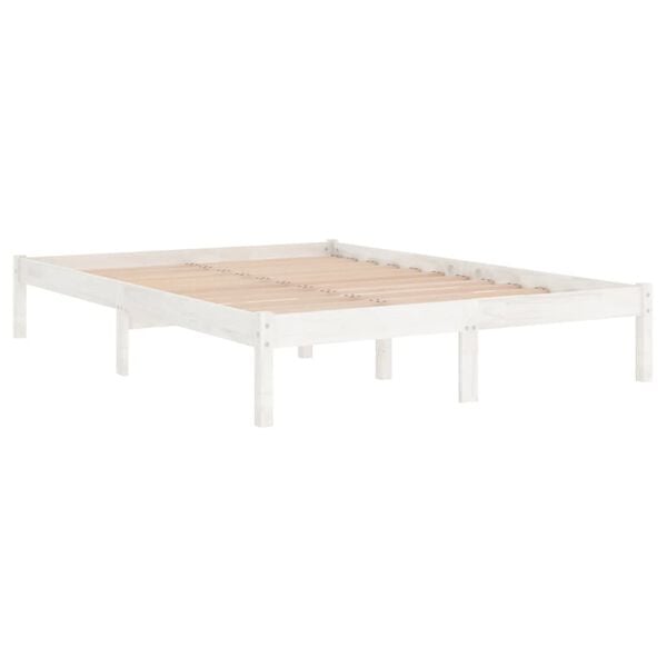 vidaXL Bed Frame without Mattress White Solid Wood 160x200 cm