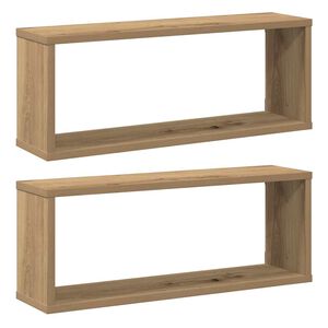 vidaXL Wall Cube Shelves 2 pcs Artisan Oak 60x15x23 cm Engineered Wood