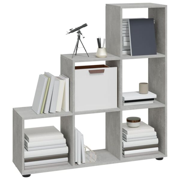 vidaXL Staircase Bookcase Concrete Grey 107 cm Engineered Wood