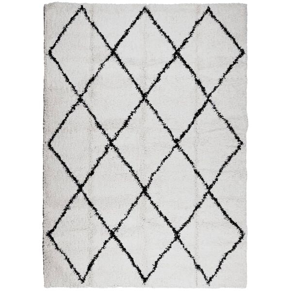vidaXL Shaggy Rug PAMPLONA High Pile Modern Cream and Black 200x280 cm