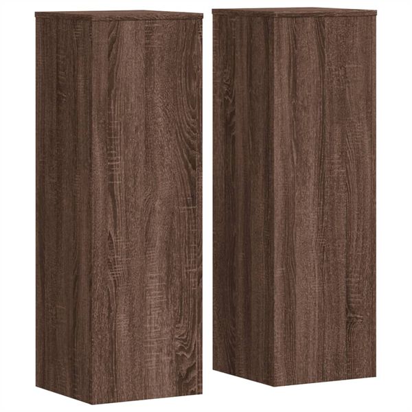 vidaXL Plant Stands 2 pcs Brown Oak 33x33x100 cm Engineered Wood