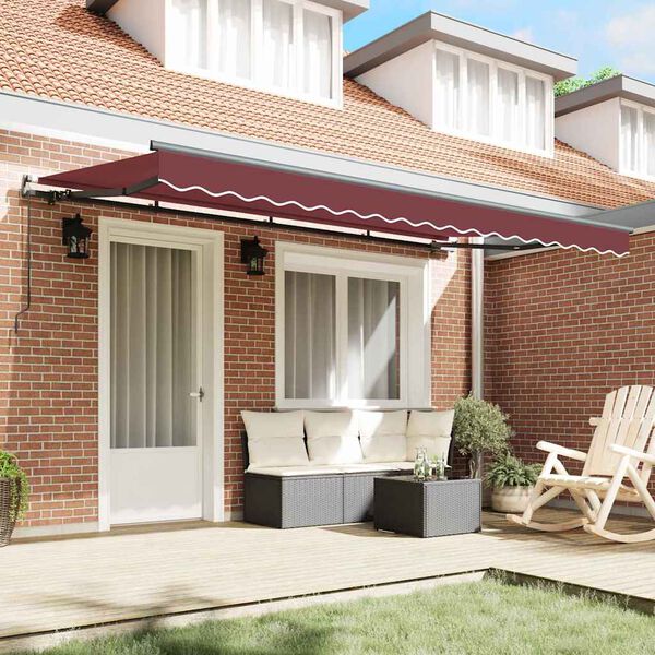 vidaXL Retractable Awning Burgundy 350 x 200 cm
