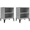 vidaXL Bed Cabinets with Metal Legs 2 pcs Concrete Grey 40x30x50 cm