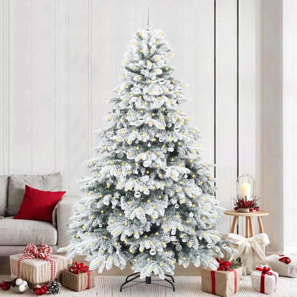 vidaXL Artificial Christmas Tree with 300 LEDs White 240 cm PE and PVC