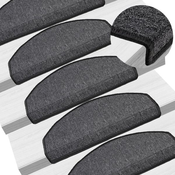 vidaXL Stair Mats 15 pcs 65x24x4 cm Anthracite Half Round Large
