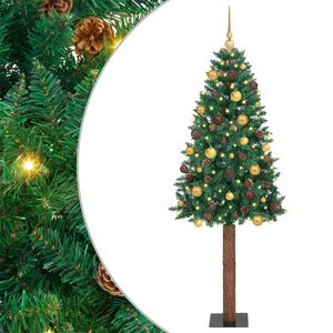 vidaXL Slim Christmas Tree Green 180 cm PVC and Solid Pine wood