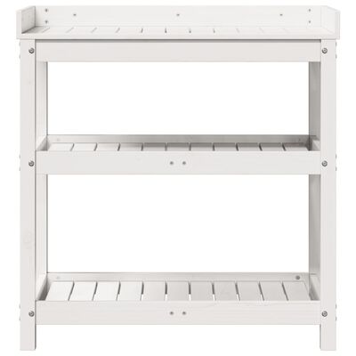 vidaXL Potting Table with Shelves White 82.5x45x86.5 cm Solid Wood Pine
