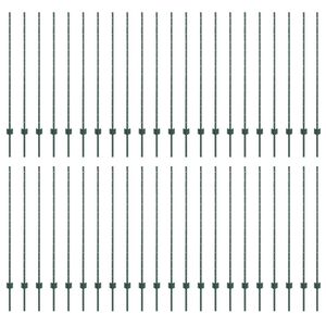 vidaXL Fence Posts Height Adjustable Manual 44 pcs Green 180 cm Steel