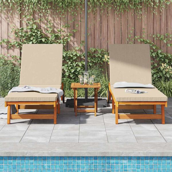 vidaXL Sun Lounger Reclining 2-person 2 pcs Brown Solid Acacia Wood