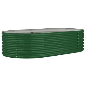 vidaXL Garden Raised Bed | Green | Powder-coated steel | Large | Durable