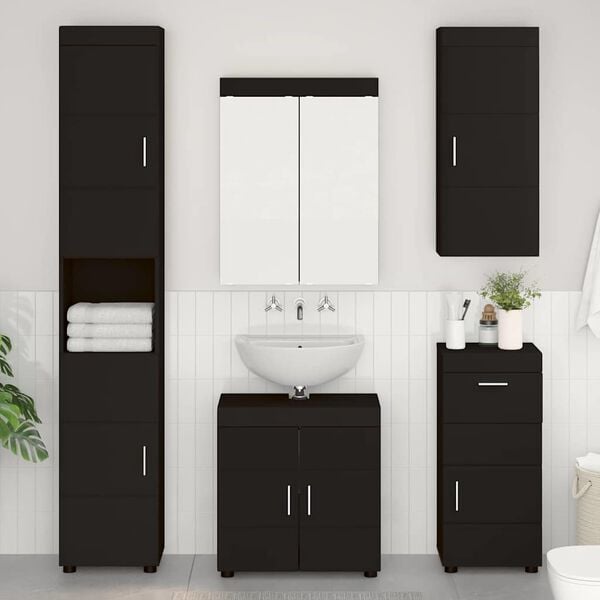 vidaXL Bathroom Wall Cabinet with Shelf TULUM Black 37 x 24.5 x 86 cm