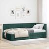 vidaXL Corner Bed Frame Dark Green 90 cm x 190 cm Velvet