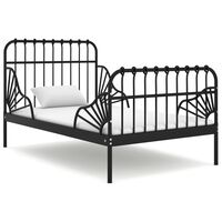 vidaXL Extendable Bed Frame Black Metal 80x130/200 cm