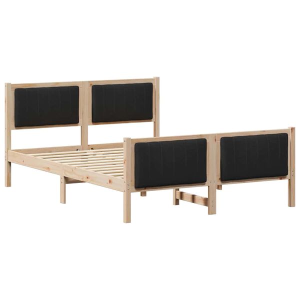 vidaXL Bed frame Brown and black 135 x 190 cm Solid pine wood