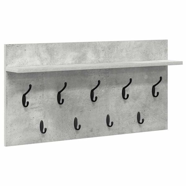 vidaXL Wall-Mounted Coat Rack with Shelf Concrete Grey 80 x 40 x 12 cm