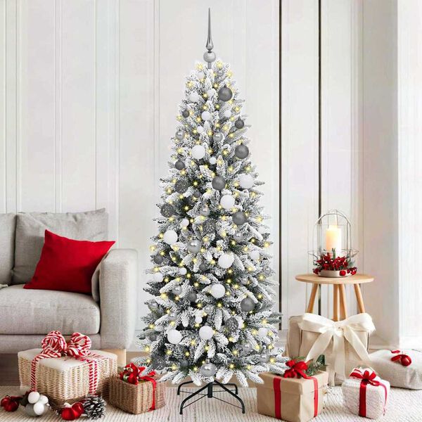 vidaXL Artificial Christmas Tree with 300 LEDs with Stand White 180 cm